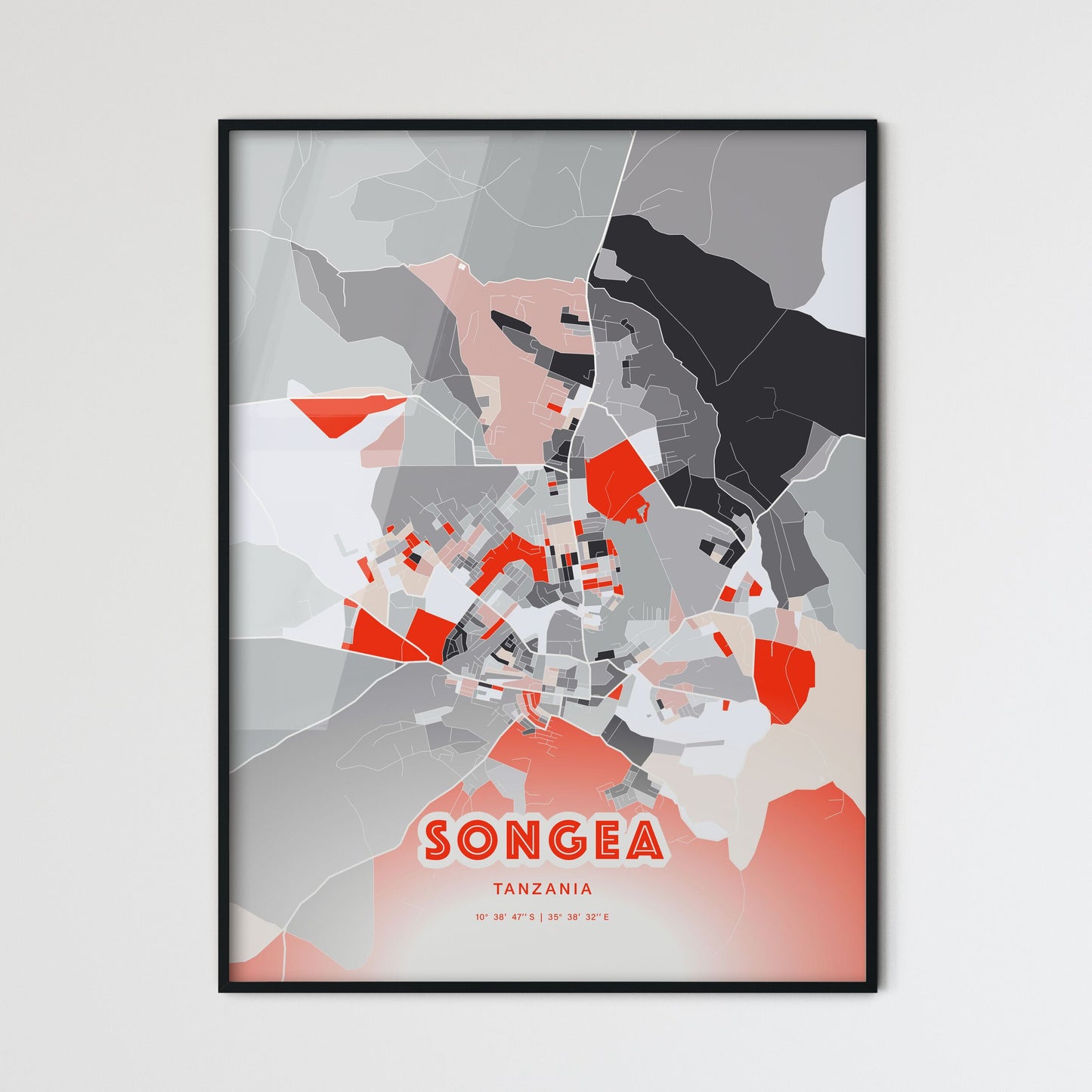 Colorful SONGEA TANZANIA Fine Art Map Modern