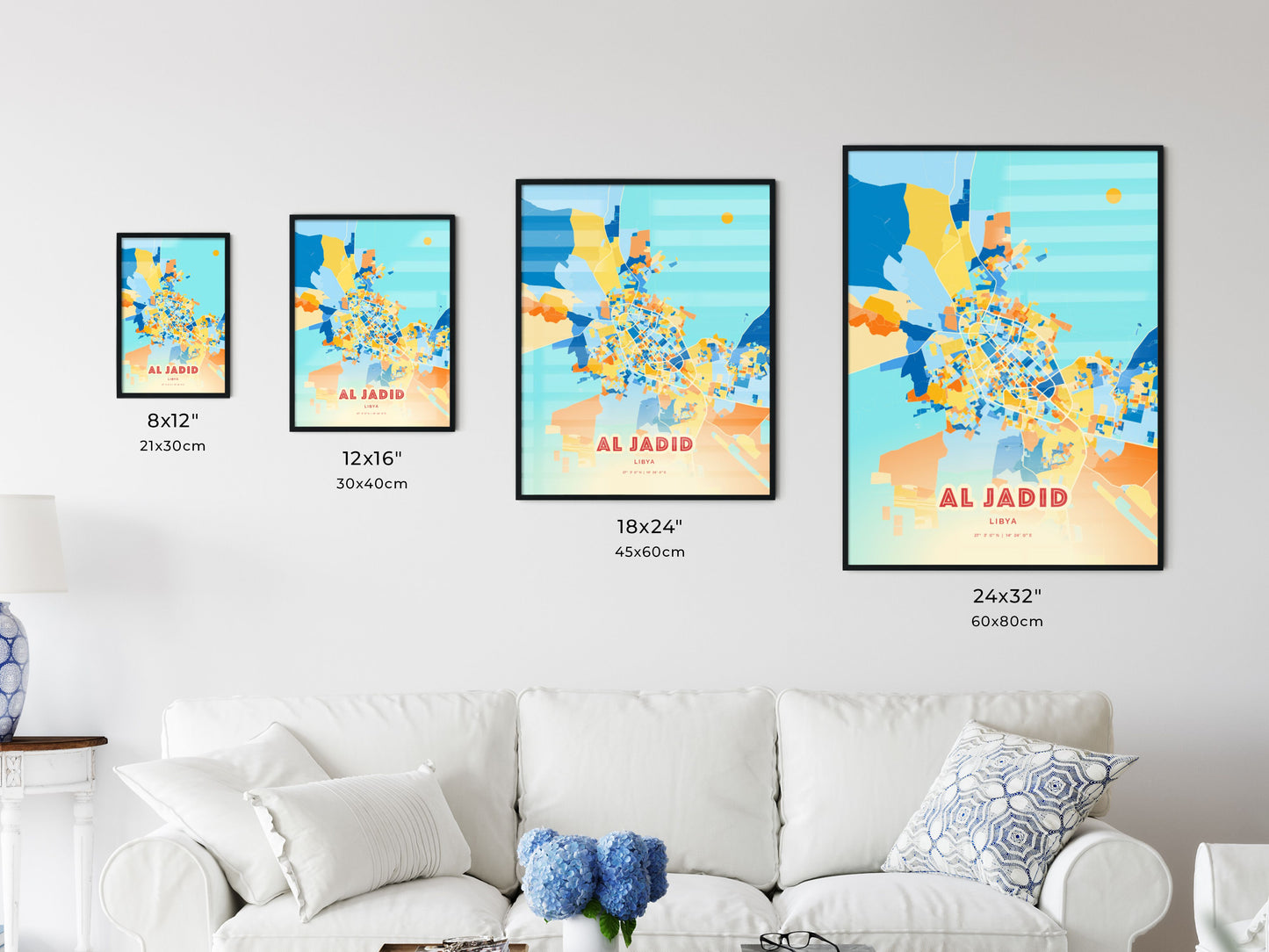 Colorful AL JADID LIBYA Fine Art Map