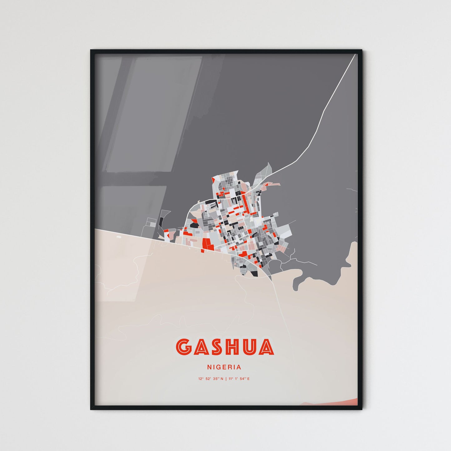 Colorful GASHUA NIGERIA Fine Art Map Modern