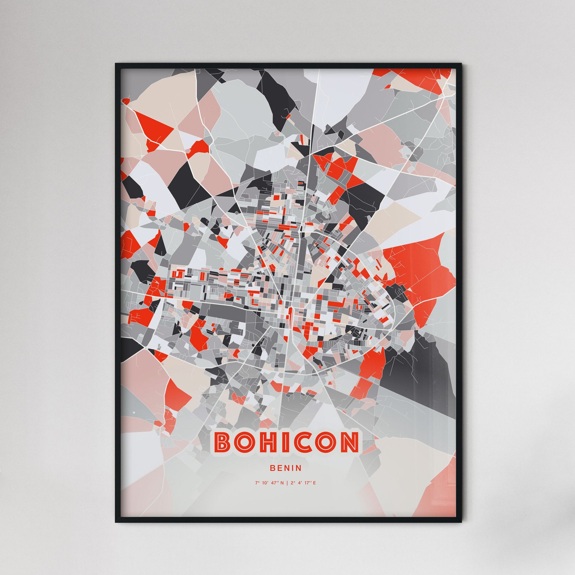 Colorful BOHICON BENIN Fine Art Map Modern