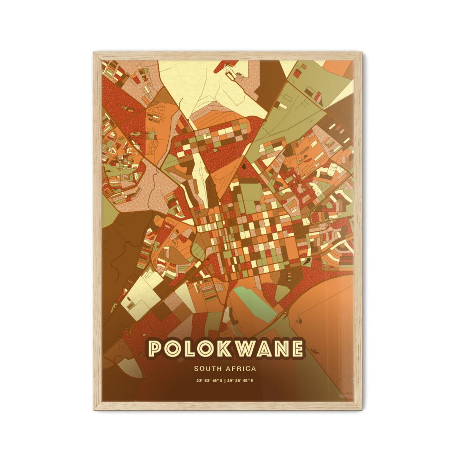 Colorful POLOKWANE SOUTH AFRICA Fine Art Map Farmhouse