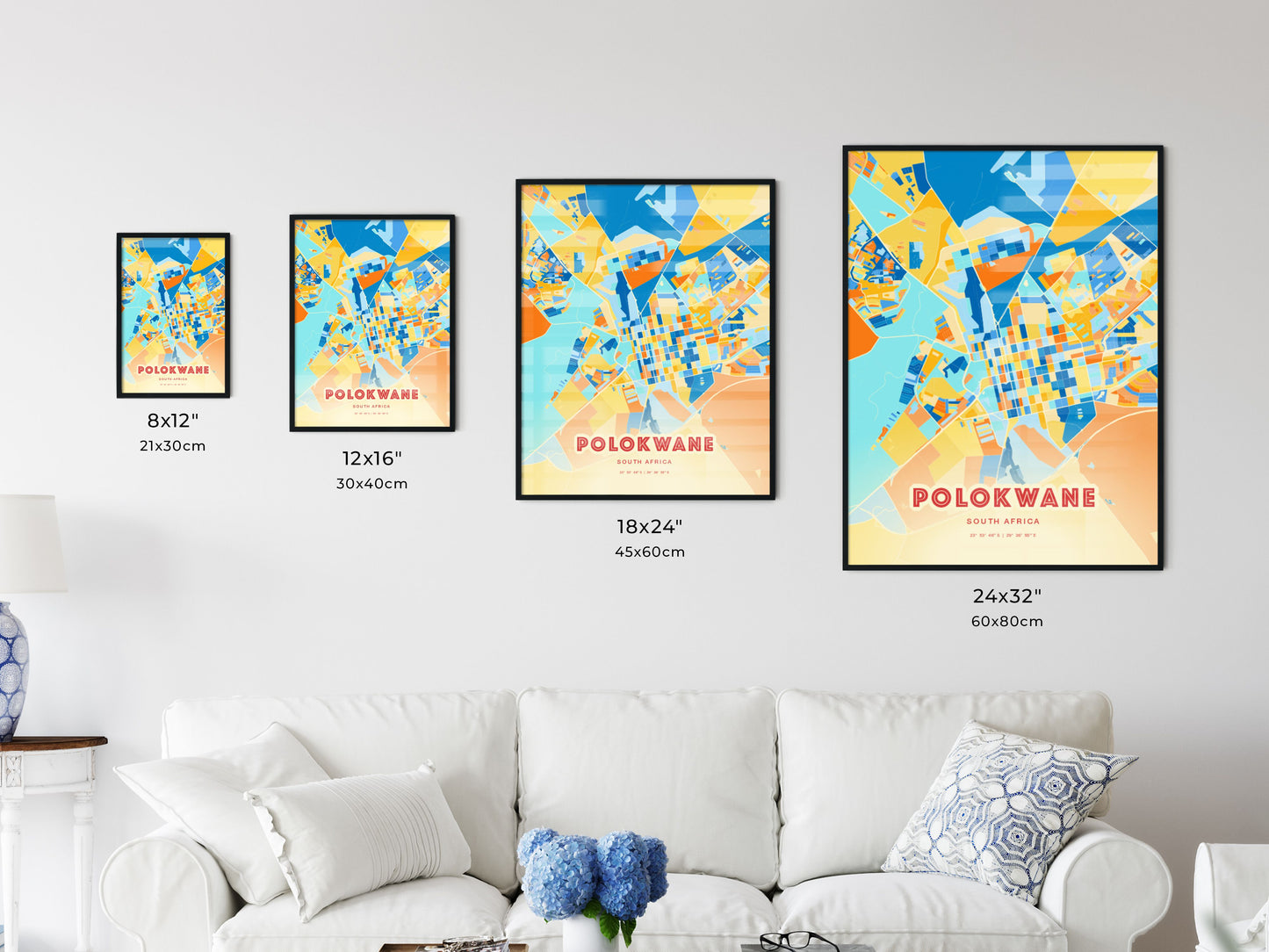 Colorful POLOKWANE SOUTH AFRICA Fine Art Map