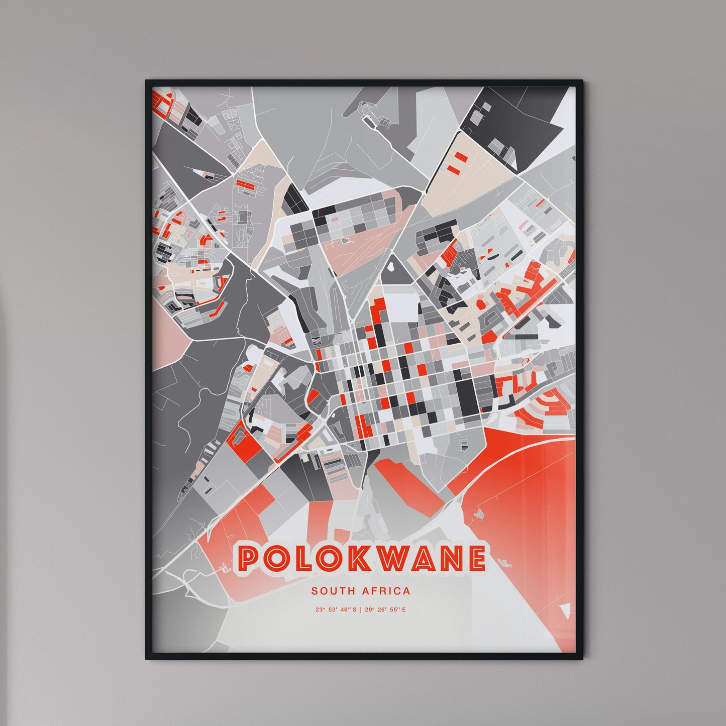 Colorful POLOKWANE SOUTH AFRICA Fine Art Map Modern