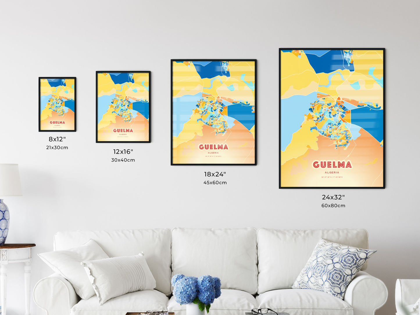 Colorful GUELMA ALGERIA Fine Art Map