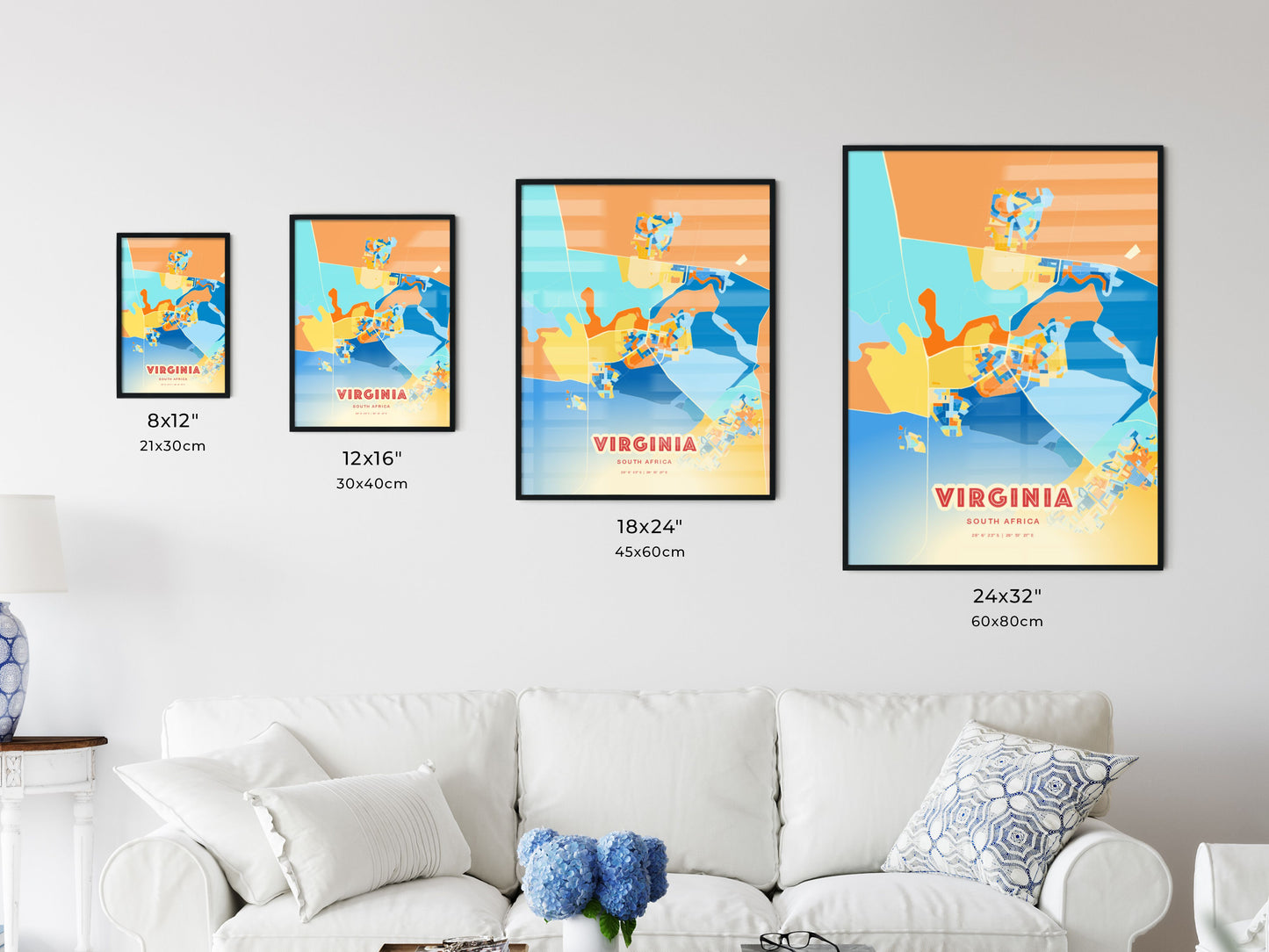 Colorful VIRGINIA SOUTH AFRICA Fine Art Map