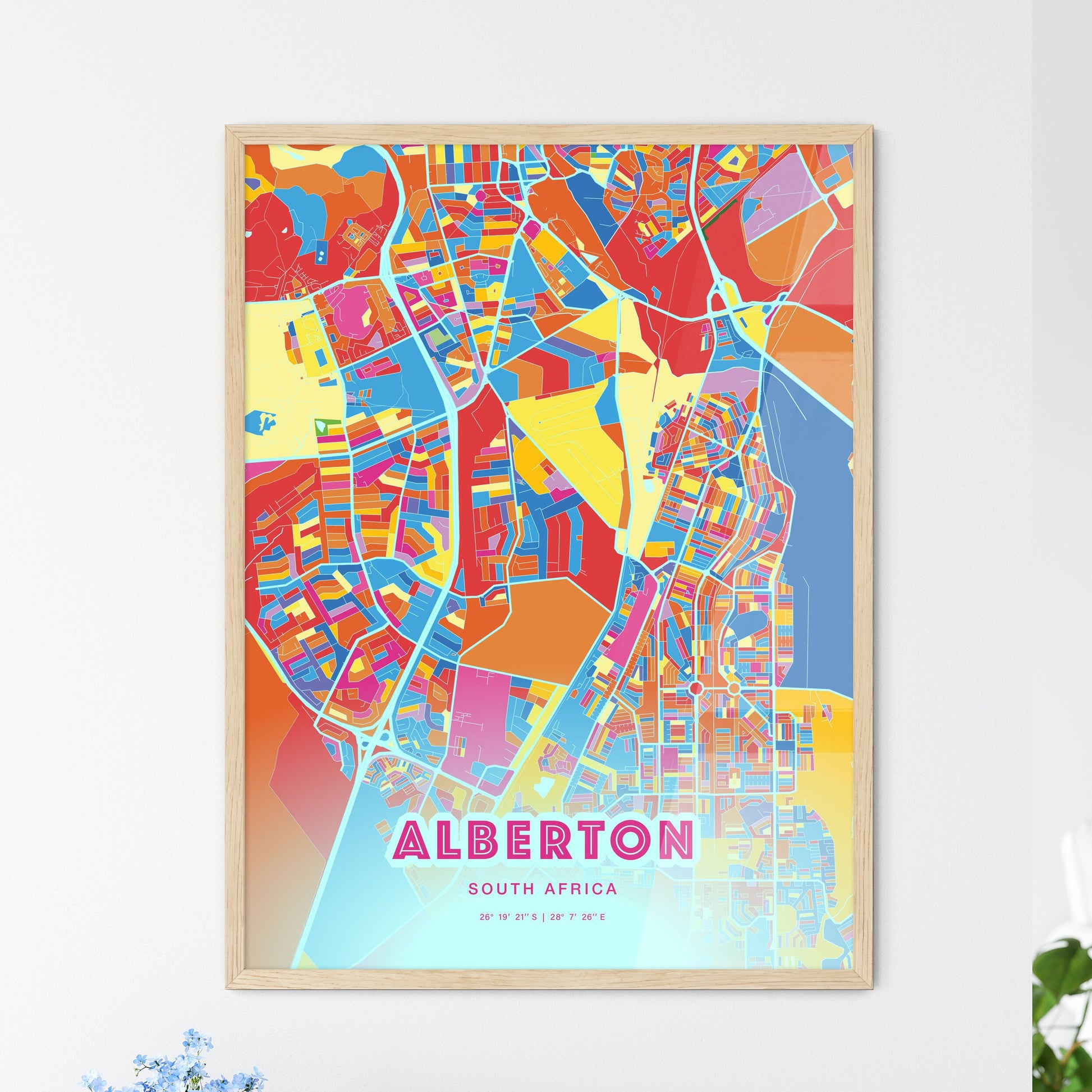 Colorful ALBERTON SOUTH AFRICA Fine Art Map Crazy Colors