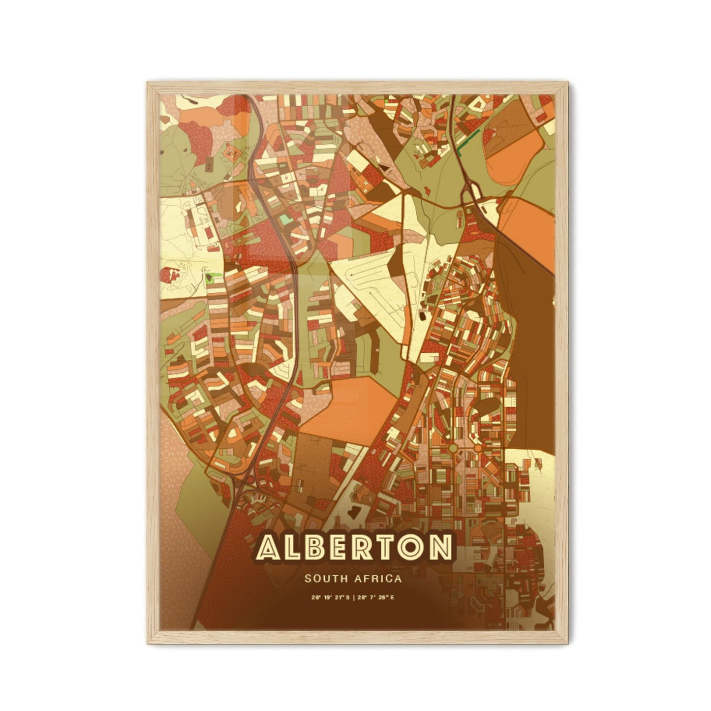 Colorful ALBERTON SOUTH AFRICA Fine Art Map Farmhouse