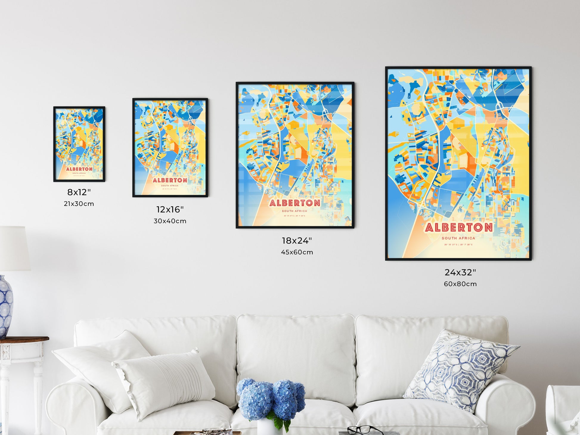 Colorful ALBERTON SOUTH AFRICA Fine Art Map