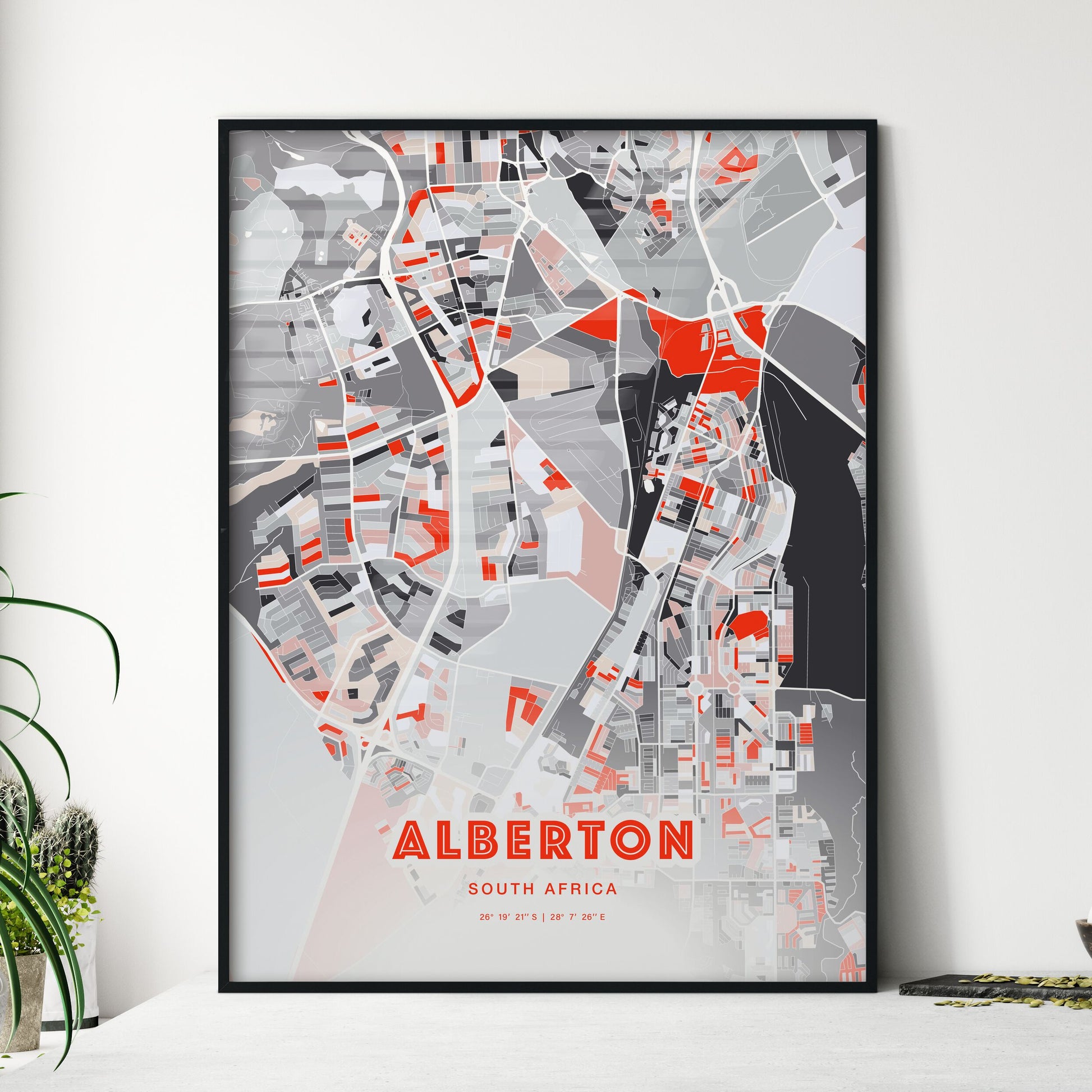 Colorful ALBERTON SOUTH AFRICA Fine Art Map Modern