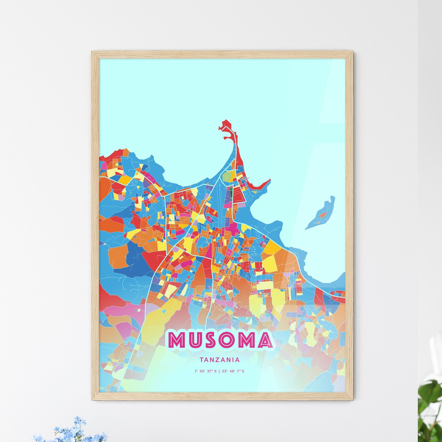 Colorful MUSOMA TANZANIA Fine Art Map Crazy Colors