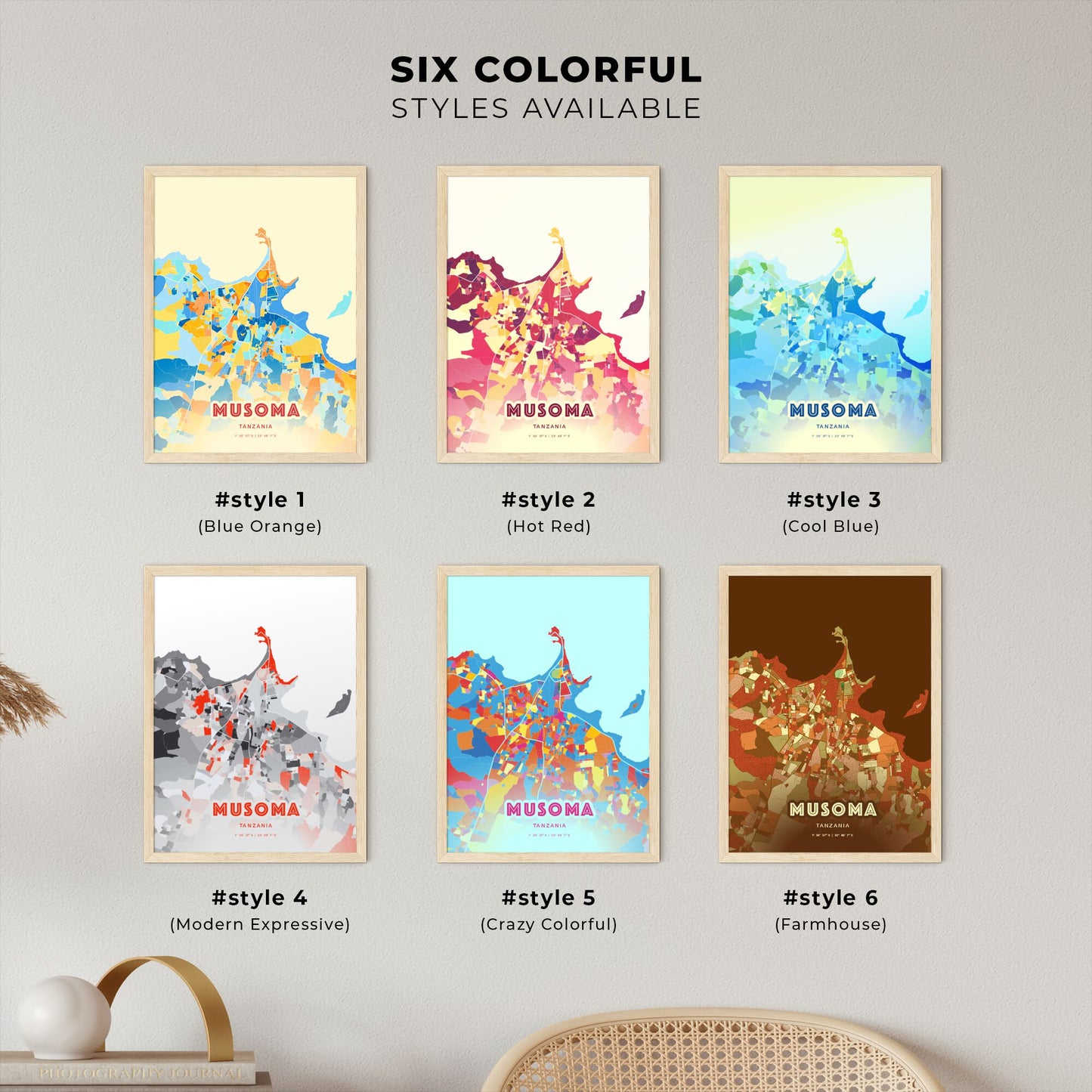 Colorful MUSOMA TANZANIA Fine Art Map