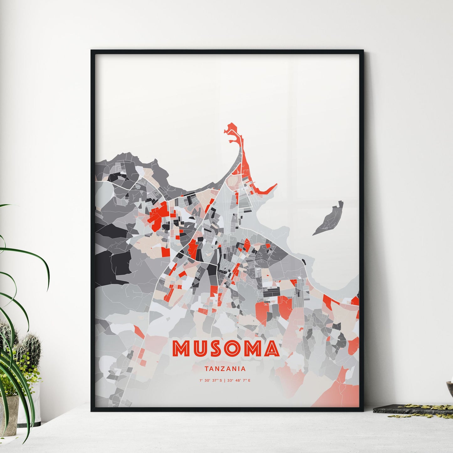 Colorful MUSOMA TANZANIA Fine Art Map Modern