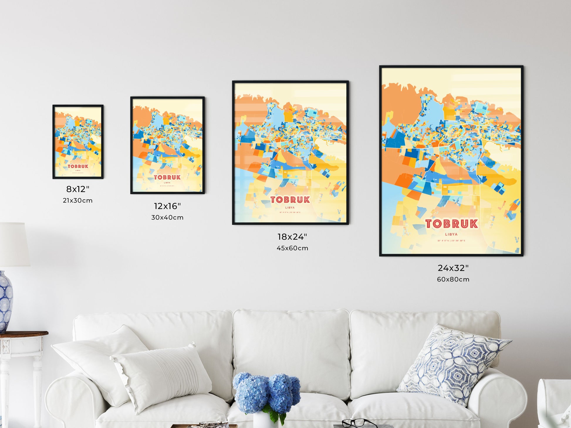 Colorful TOBRUK LIBYA Fine Art Map