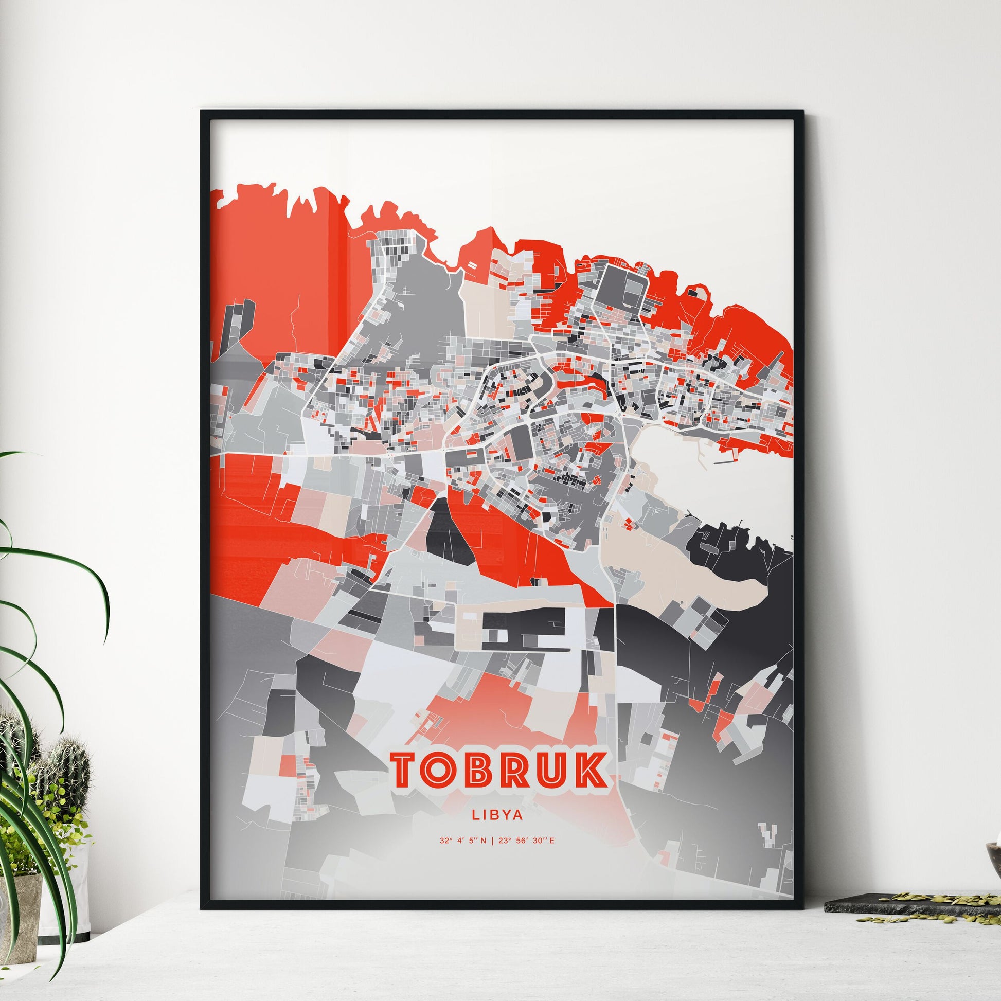 Colorful TOBRUK LIBYA Fine Art Map Modern