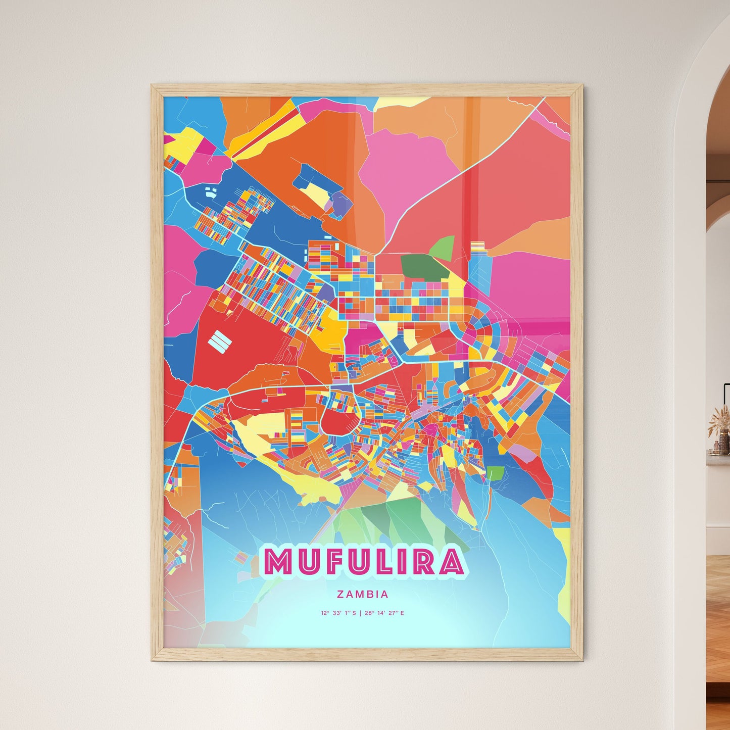 Colorful MUFULIRA ZAMBIA Fine Art Map Crazy Colors