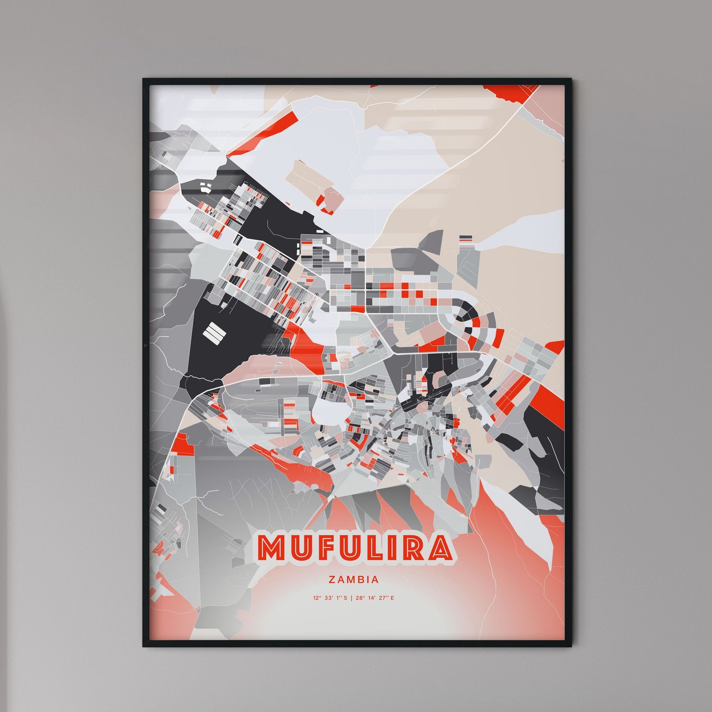 Colorful MUFULIRA ZAMBIA Fine Art Map Modern