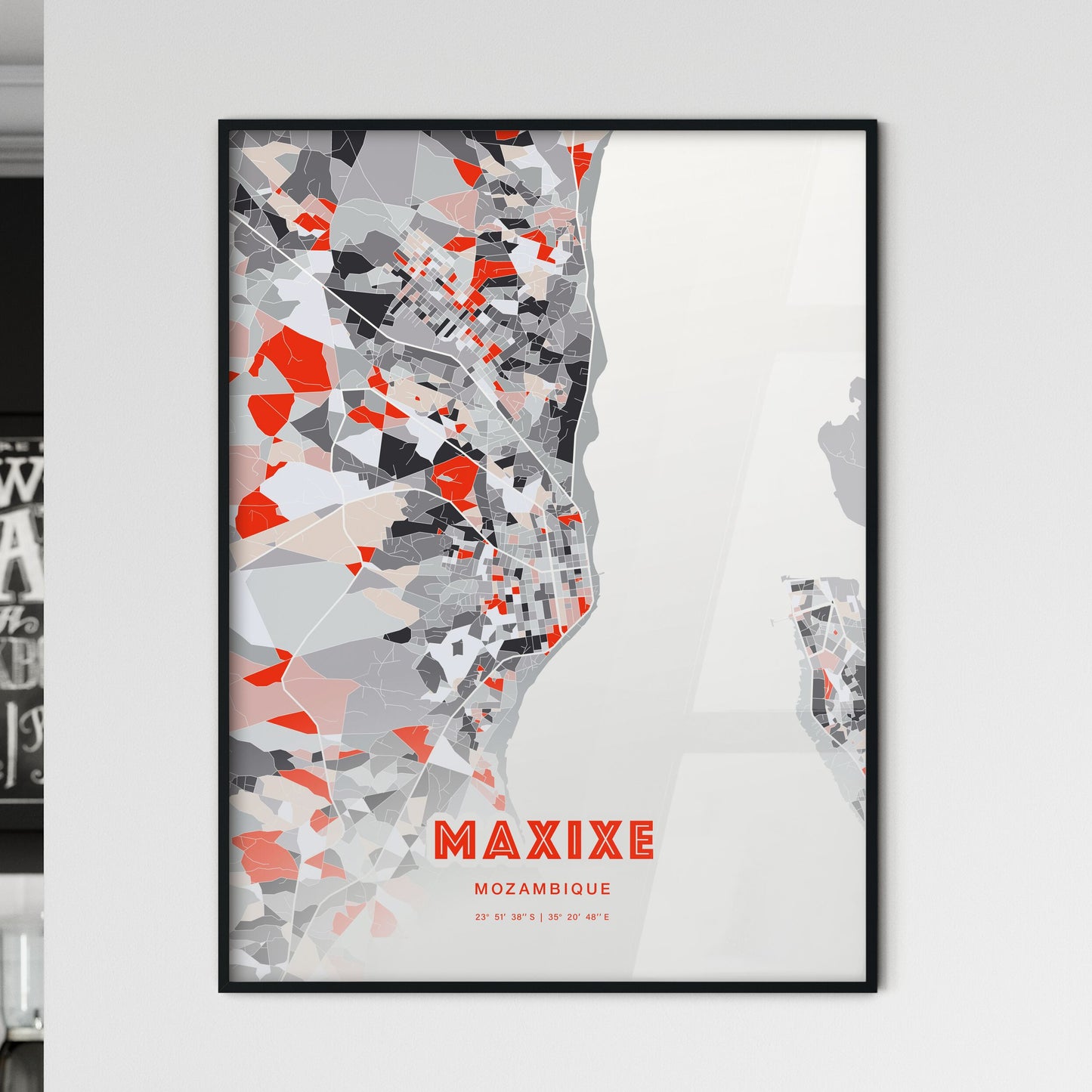 Colorful MAXIXE MOZAMBIQUE Fine Art Map Modern