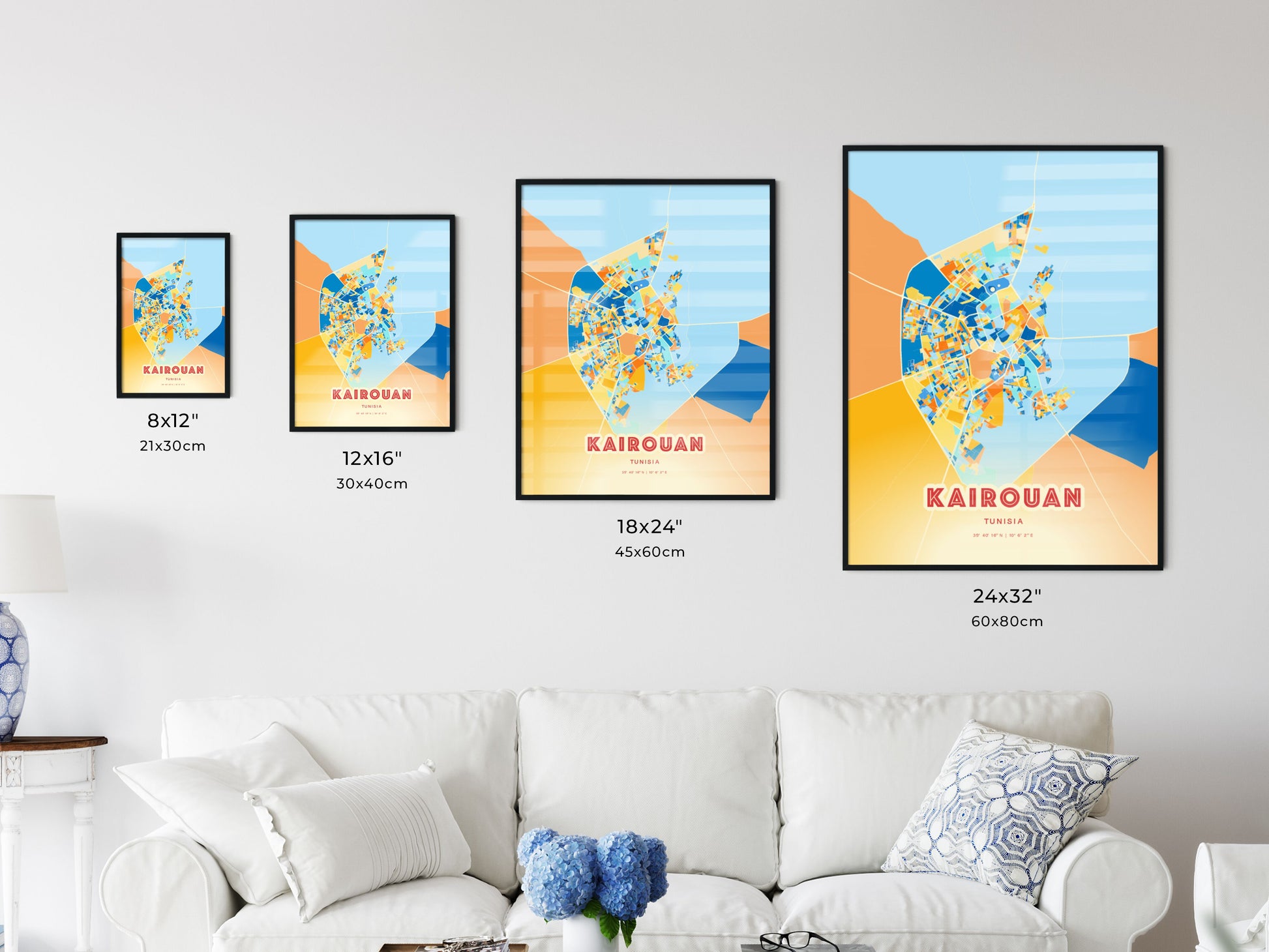 Colorful KAIROUAN TUNISIA Fine Art Map