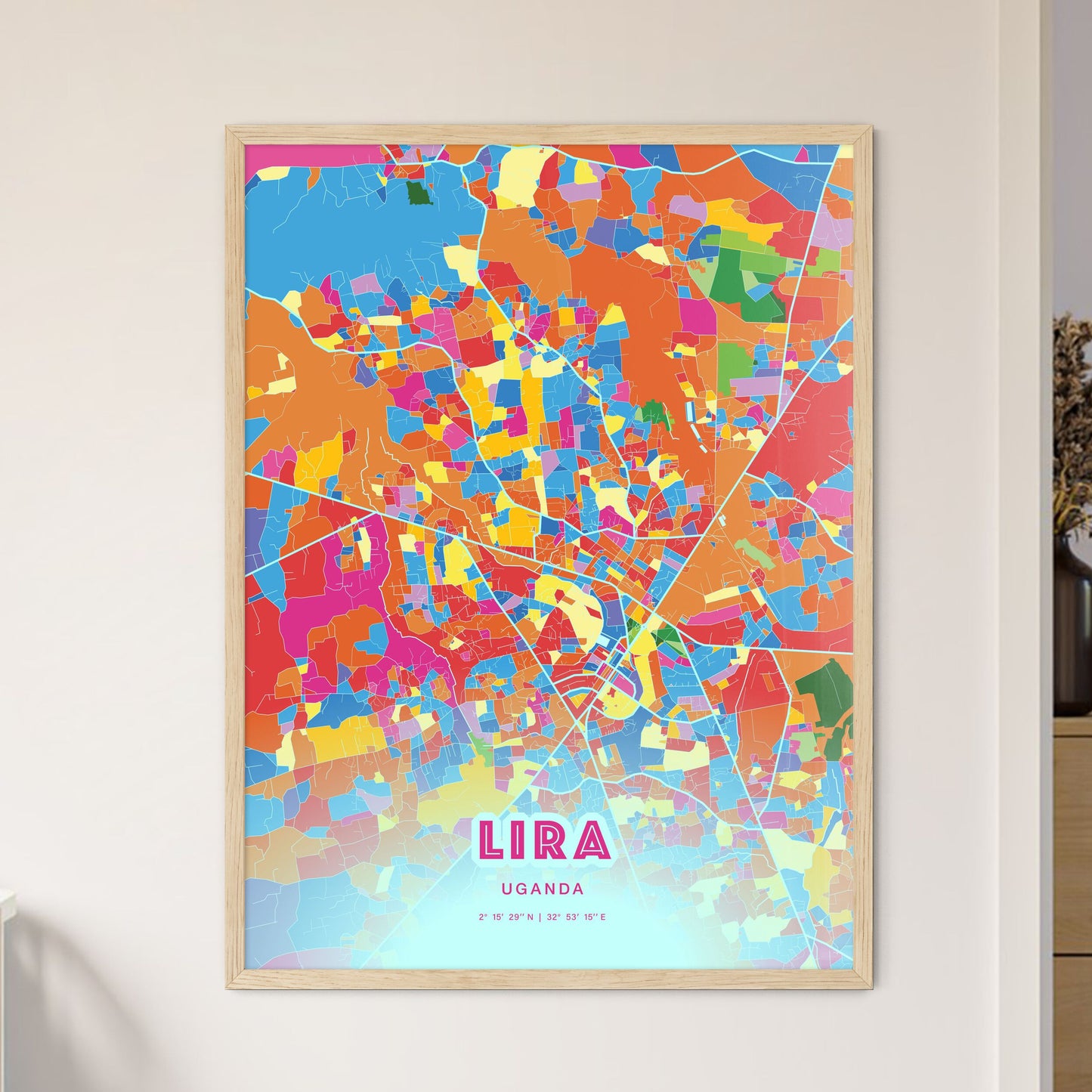 Colorful LIRA UGANDA Fine Art Map Crazy Colors