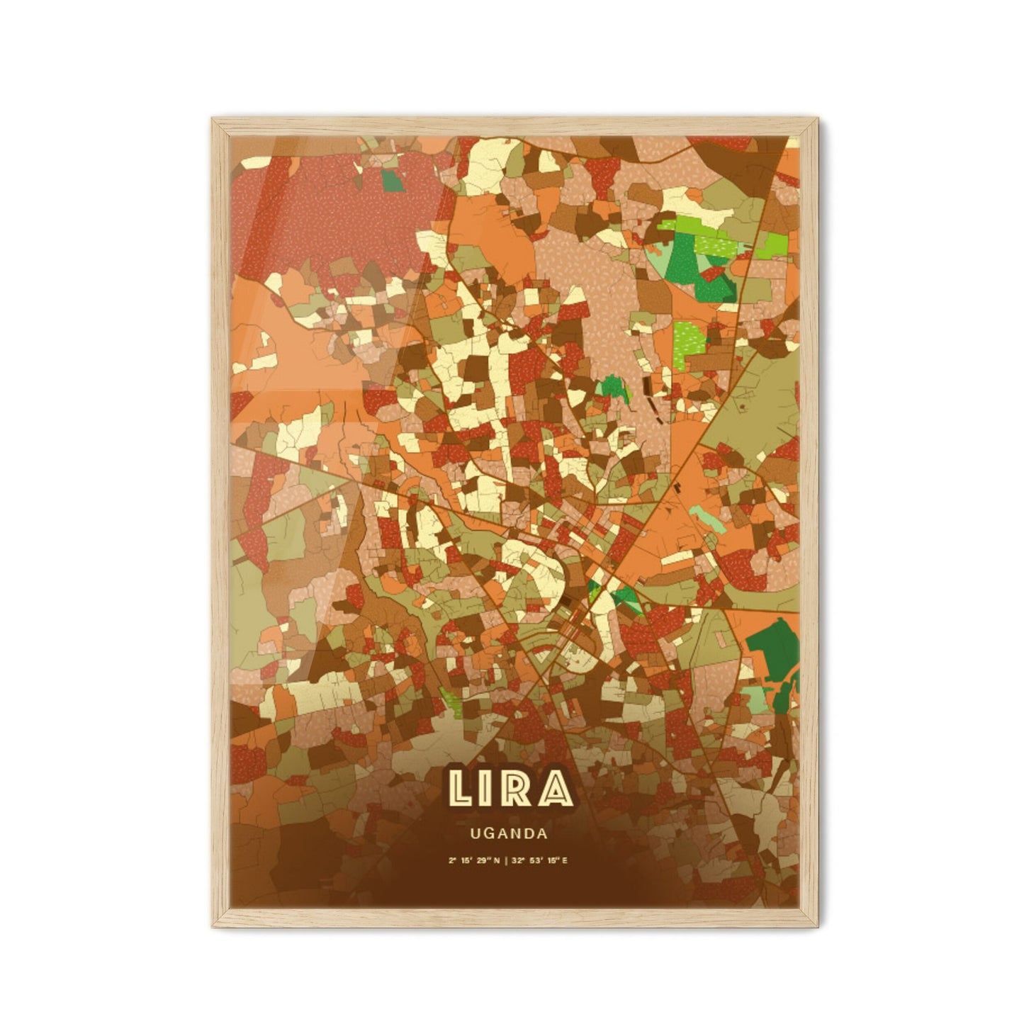 Colorful LIRA UGANDA Fine Art Map Farmhouse