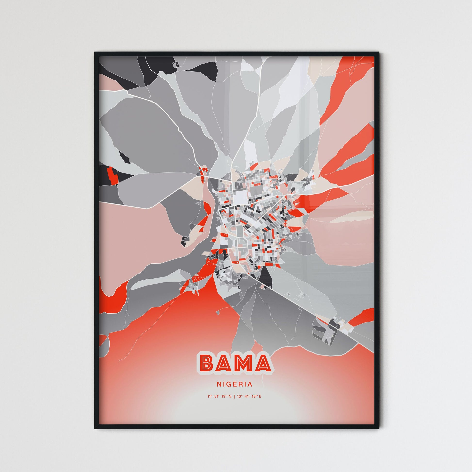 Colorful BAMA NIGERIA Fine Art Map Modern