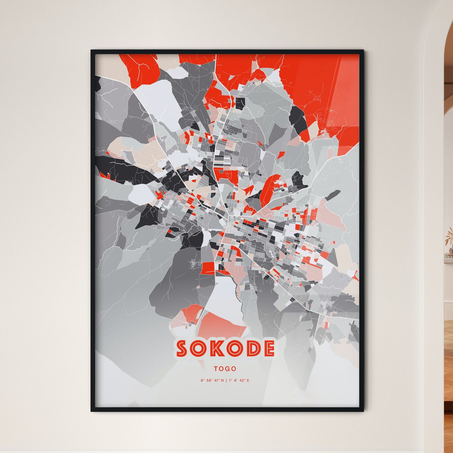 Colorful SOKODE TOGO Fine Art Map Modern