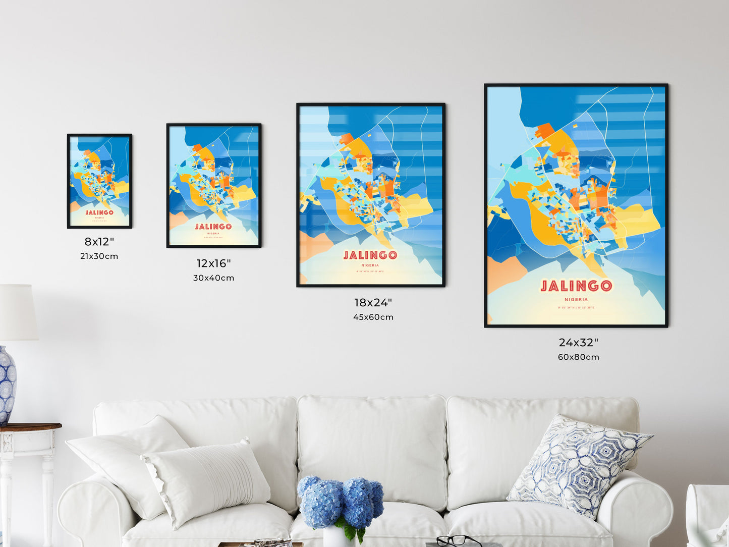 Colorful JALINGO NIGERIA Fine Art Map