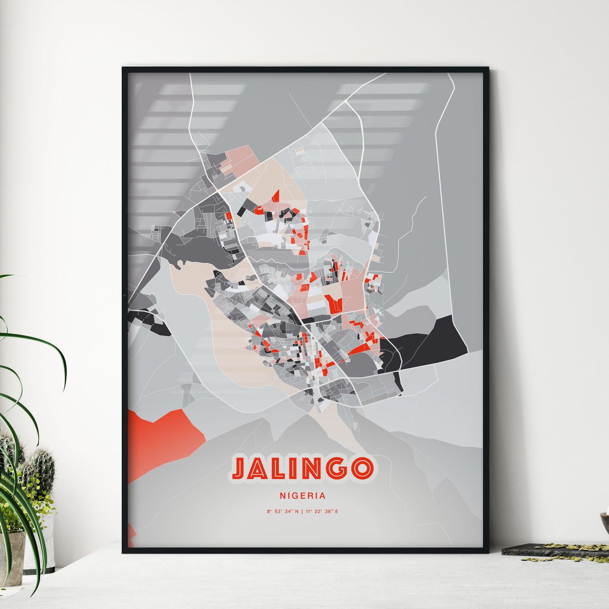 Colorful JALINGO NIGERIA Fine Art Map Modern