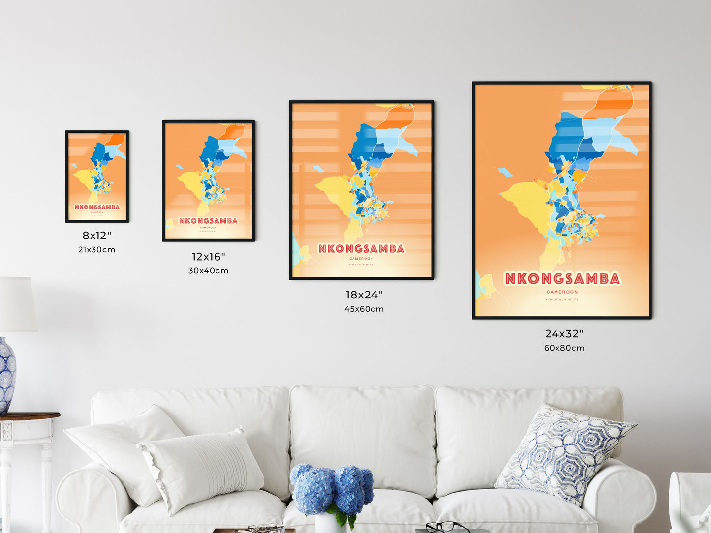 Colorful NKONGSAMBA CAMEROON Fine Art Map