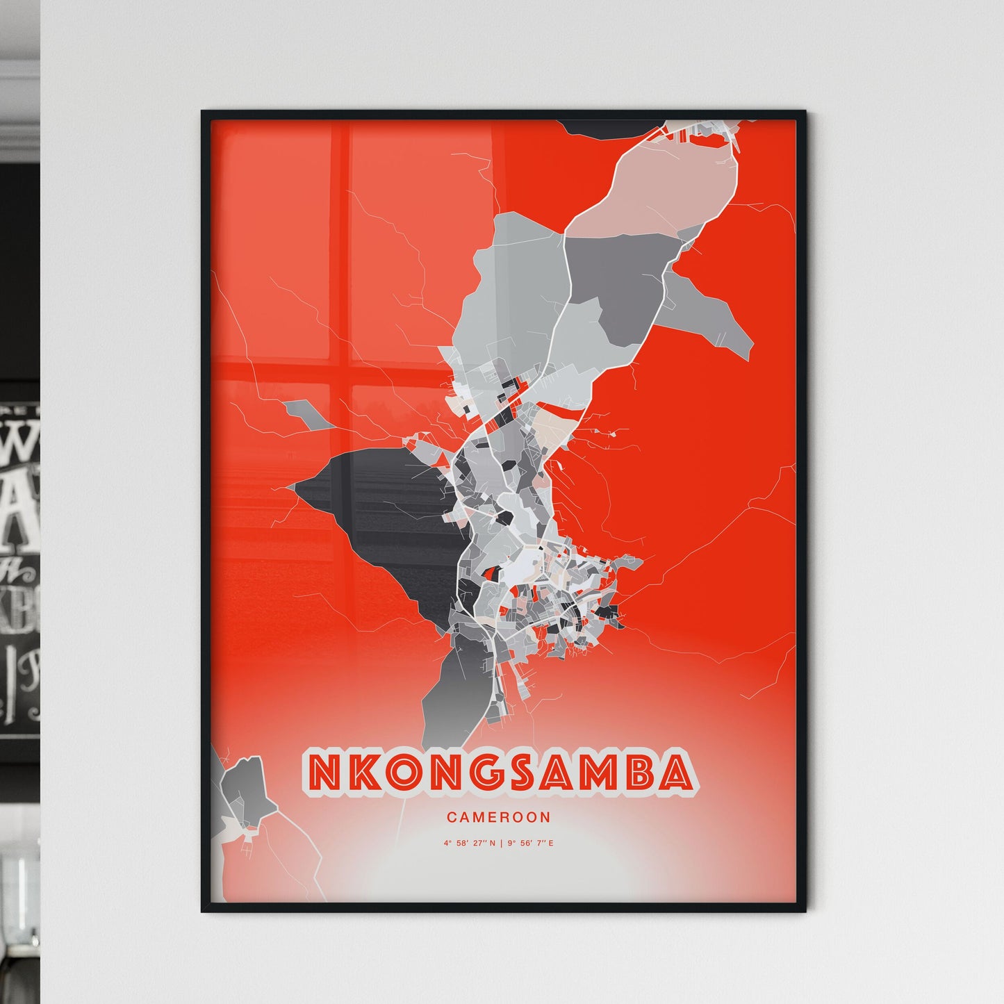 Colorful NKONGSAMBA CAMEROON Fine Art Map Modern