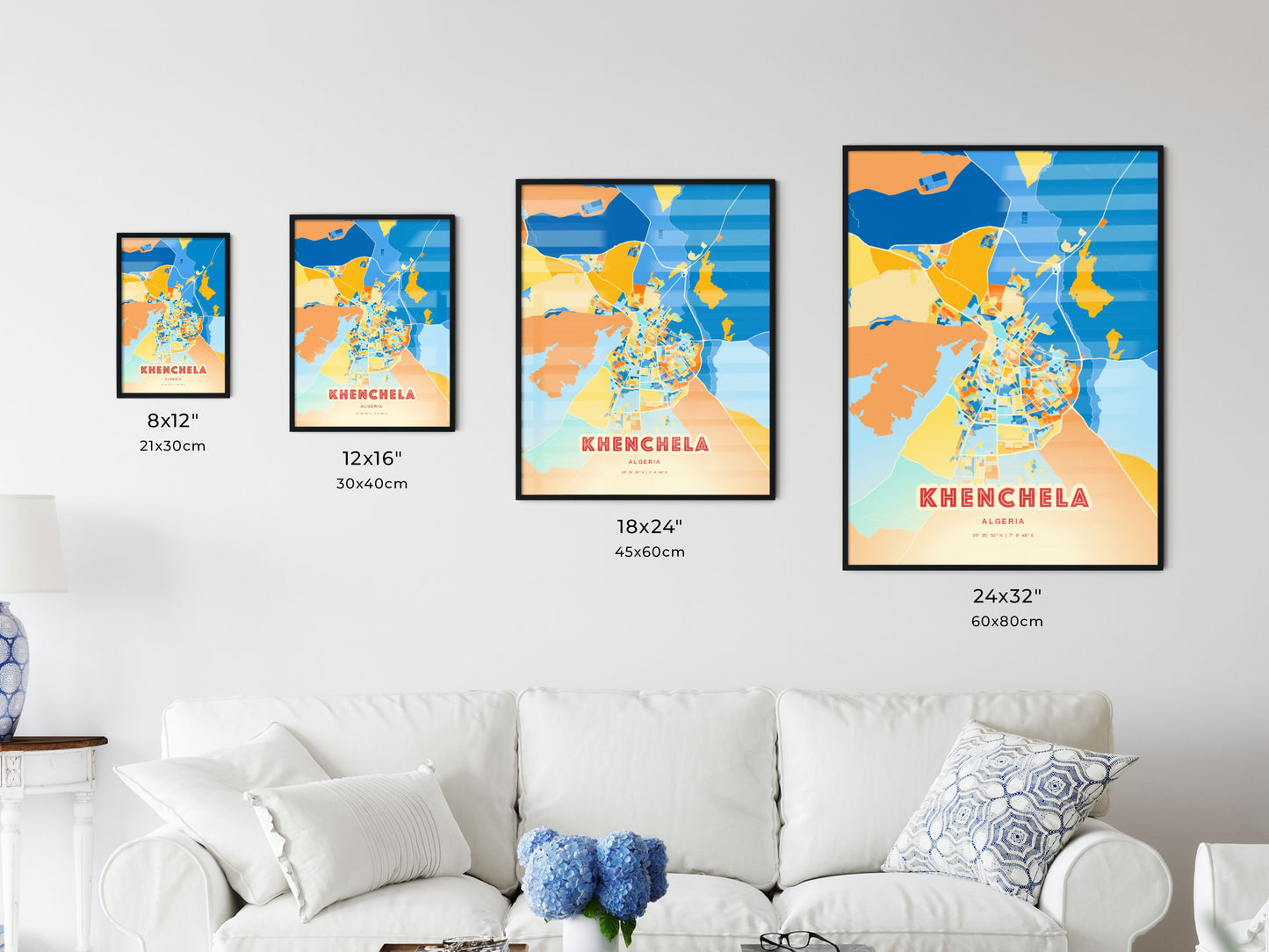 Colorful KHENCHELA ALGERIA Fine Art Map