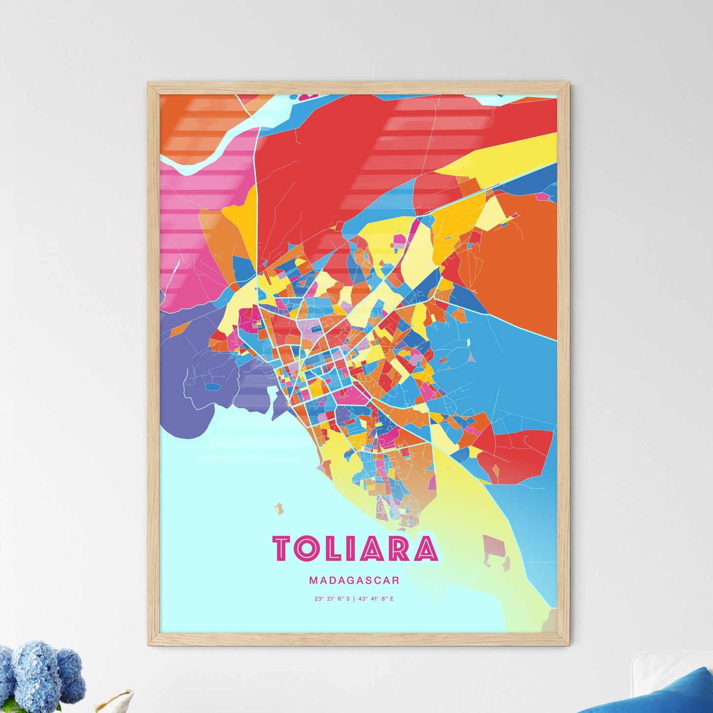Colorful TOLIARA MADAGASCAR Fine Art Map Crazy Colors