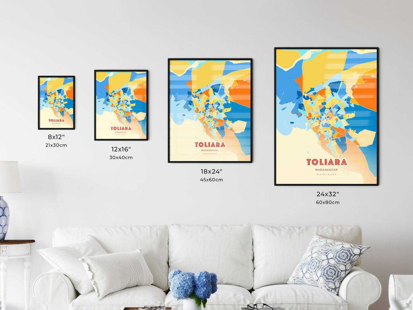 Colorful TOLIARA MADAGASCAR Fine Art Map