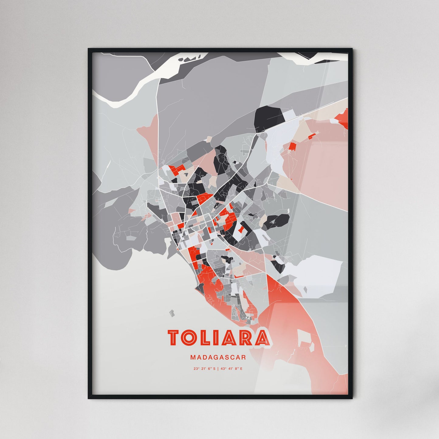 Colorful TOLIARA MADAGASCAR Fine Art Map Modern