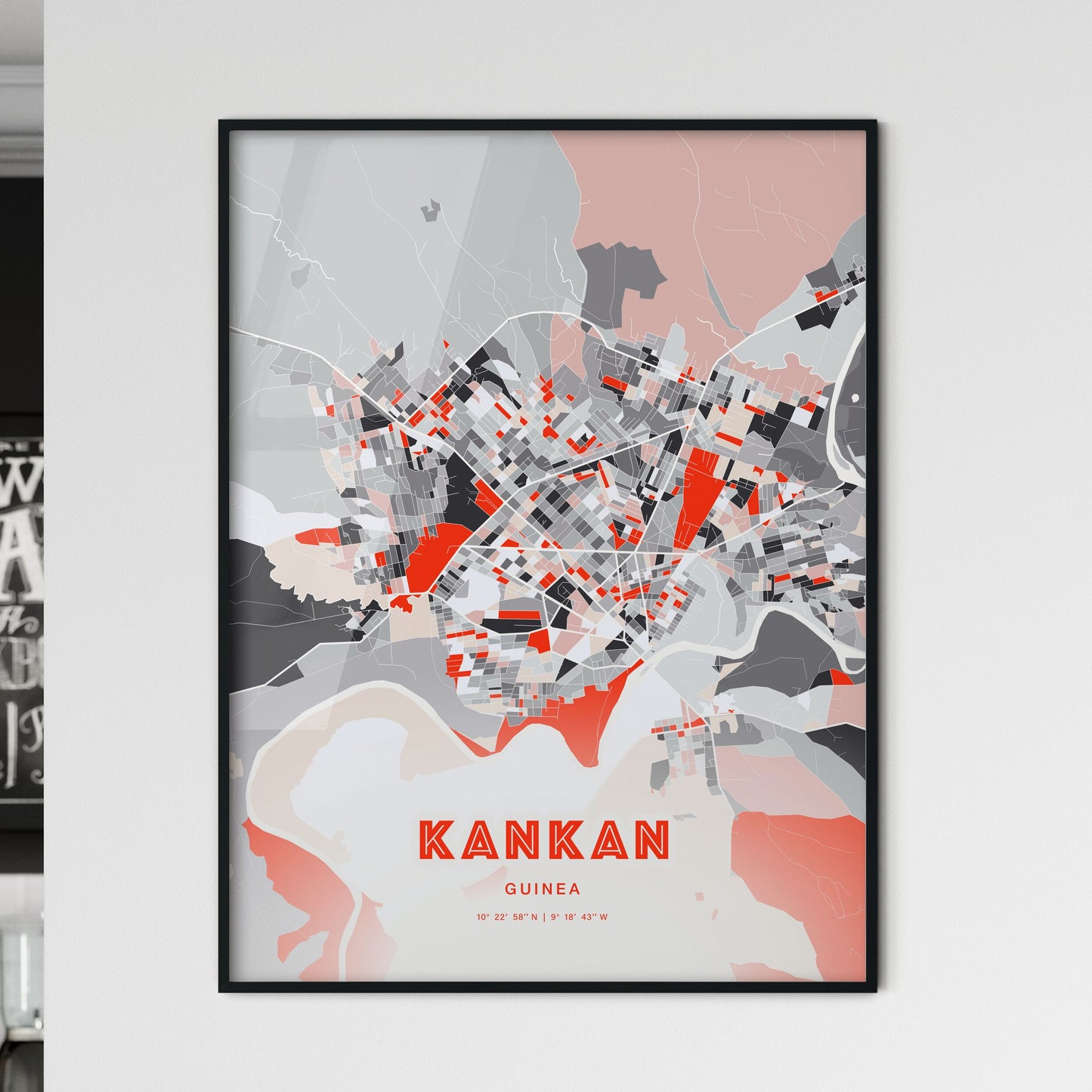 Colorful KANKAN GUINEA Fine Art Map Modern