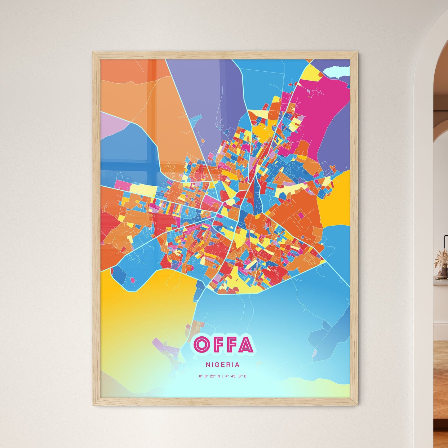Colorful OFFA NIGERIA Fine Art Map Crazy Colors
