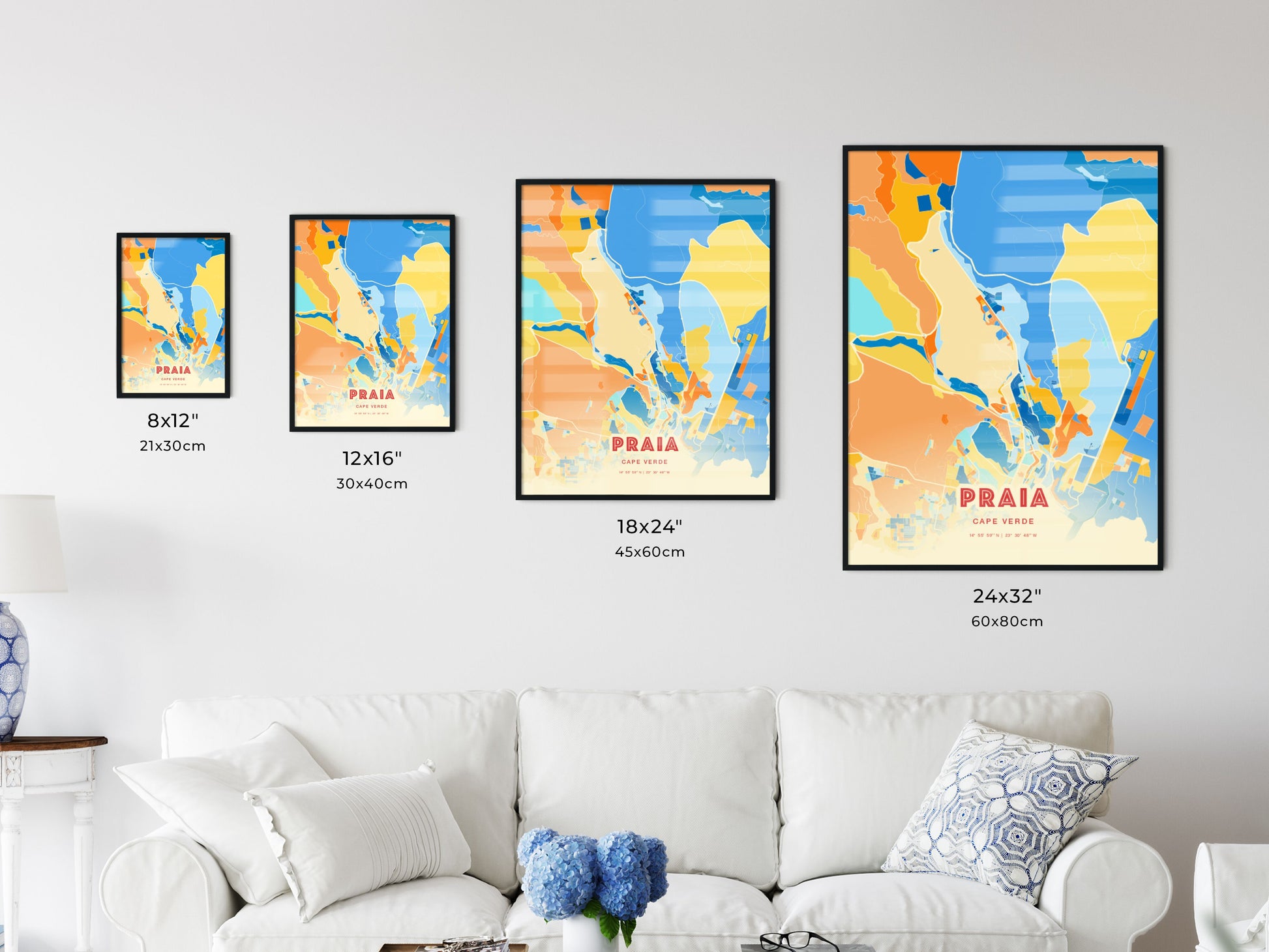 Colorful PRAIA CAPE VERDE Fine Art Map