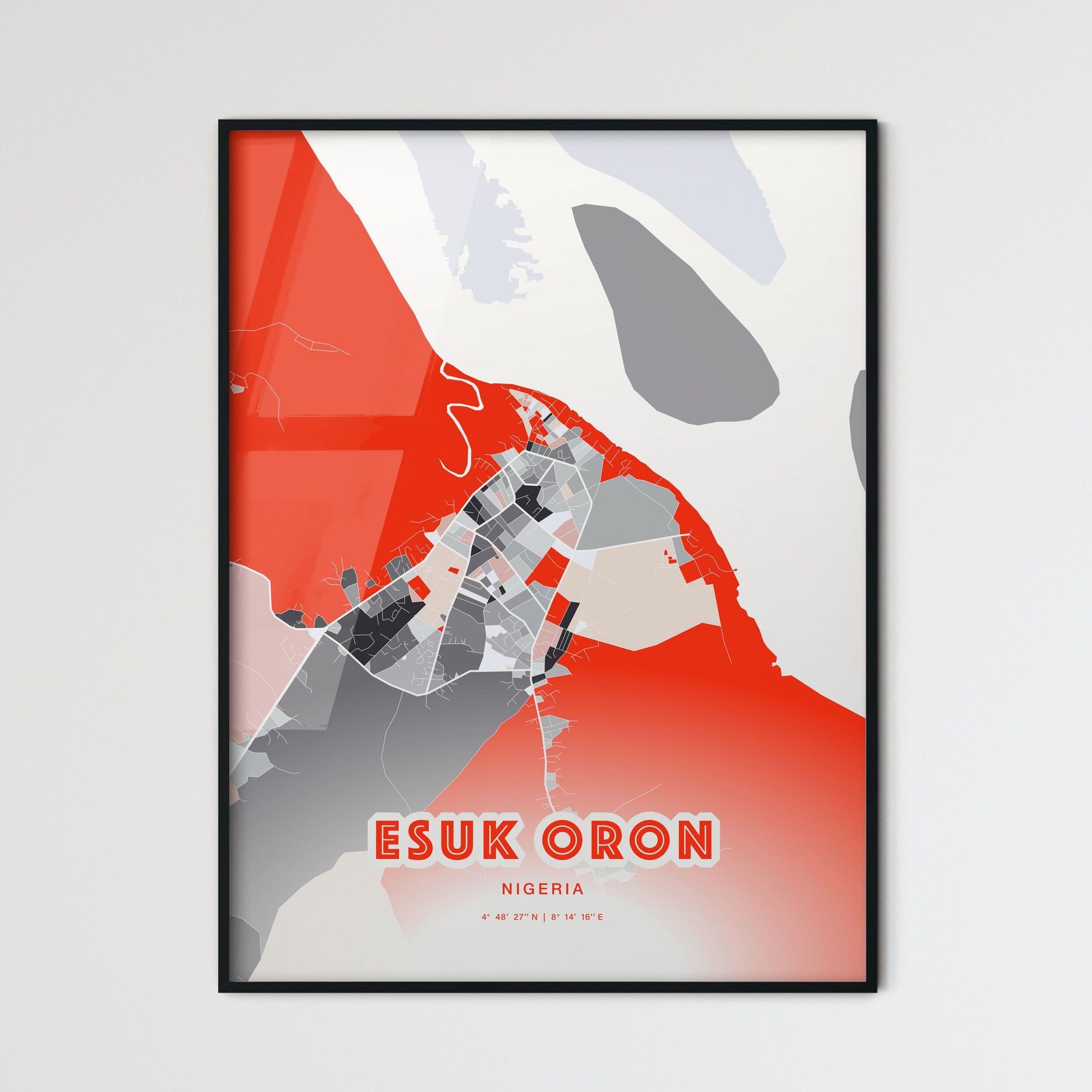 Colorful ESUK ORON NIGERIA Fine Art Map Modern