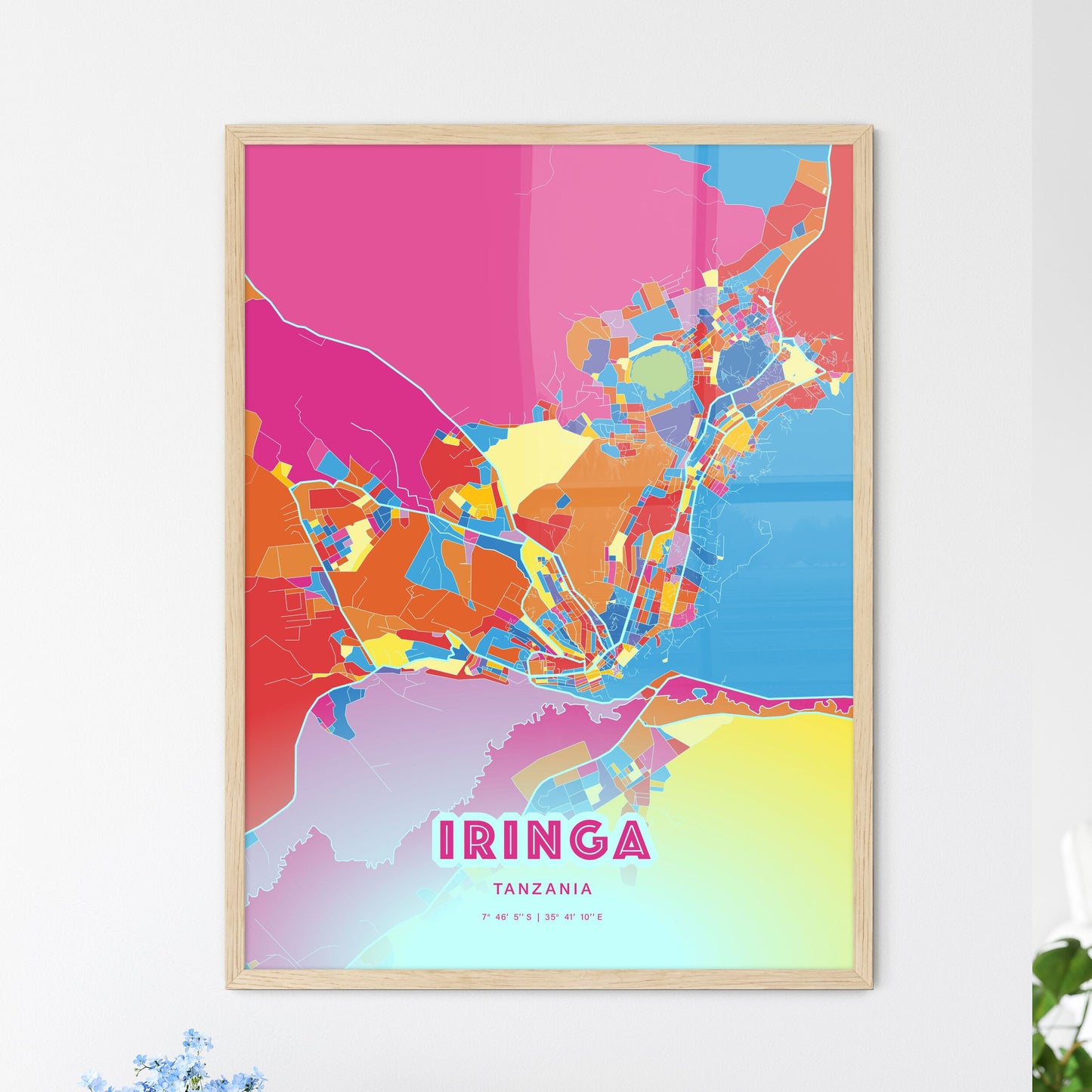 Colorful IRINGA TANZANIA Fine Art Map Crazy Colors