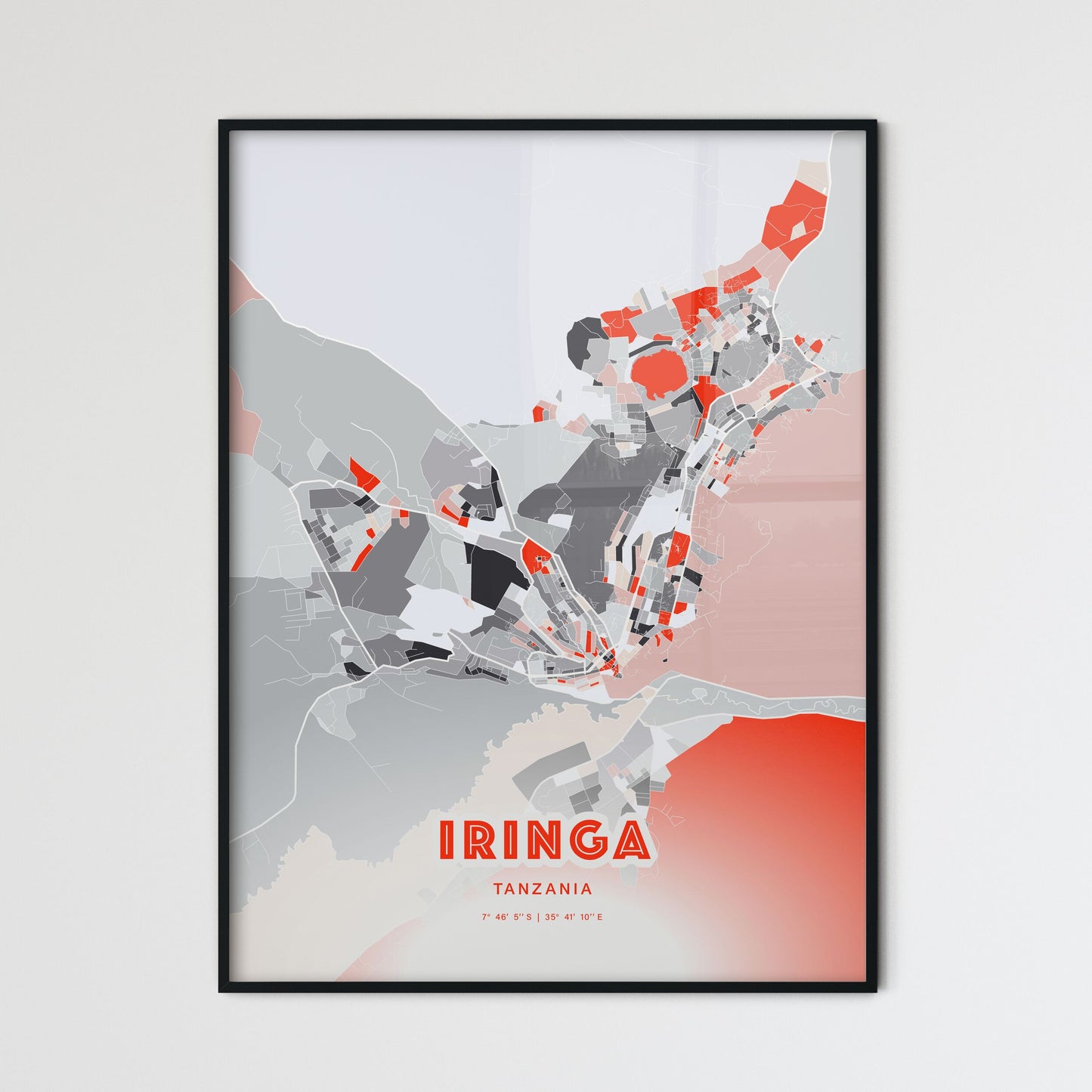 Colorful IRINGA TANZANIA Fine Art Map Modern