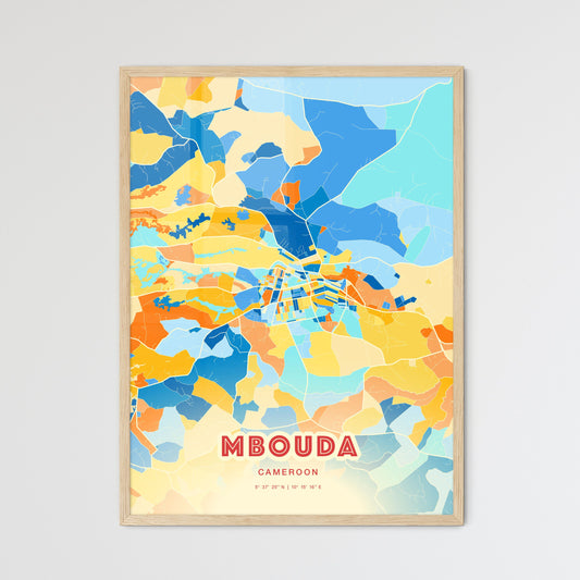 Colorful MBOUDA CAMEROON Fine Art Map Blue Orange