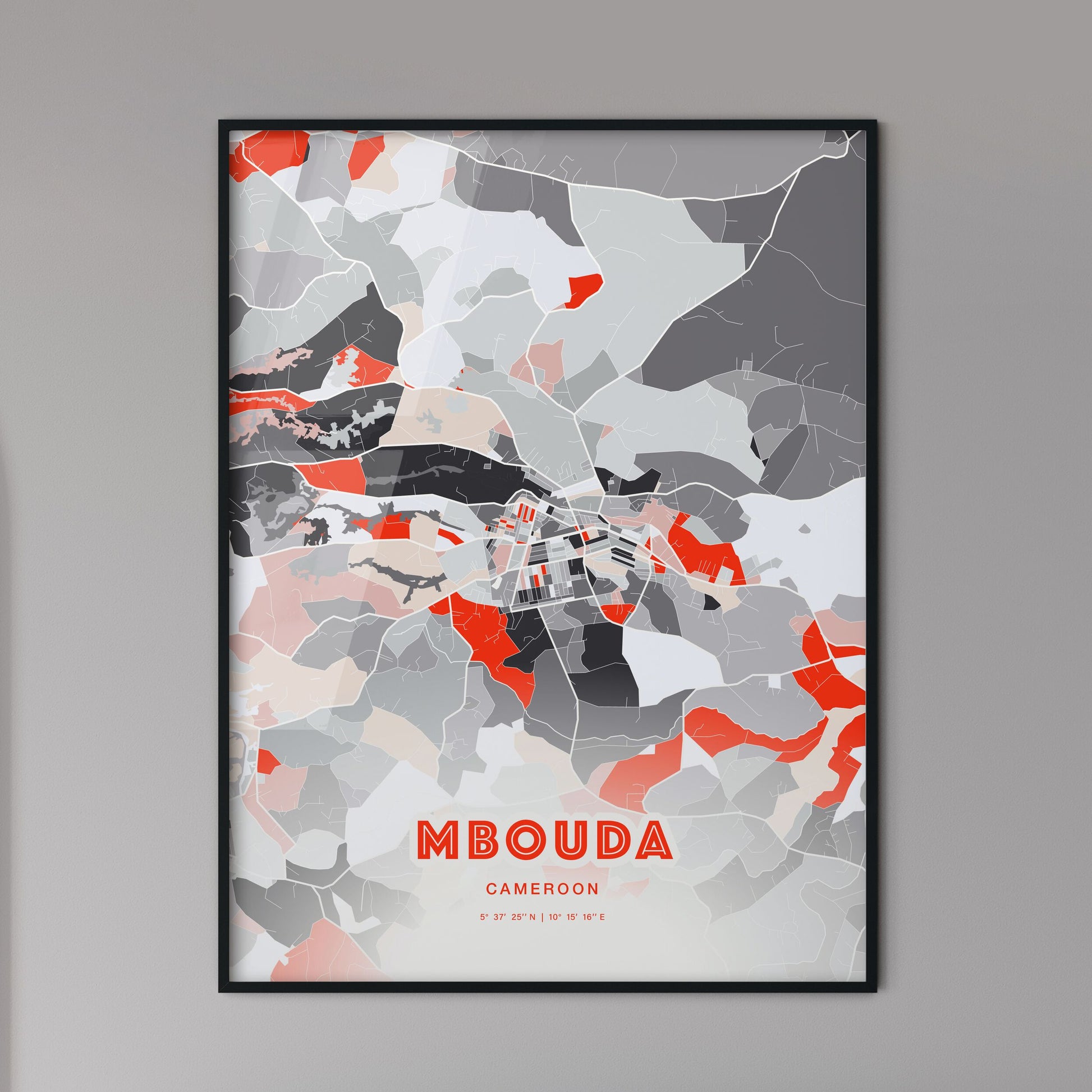 Colorful MBOUDA CAMEROON Fine Art Map Modern