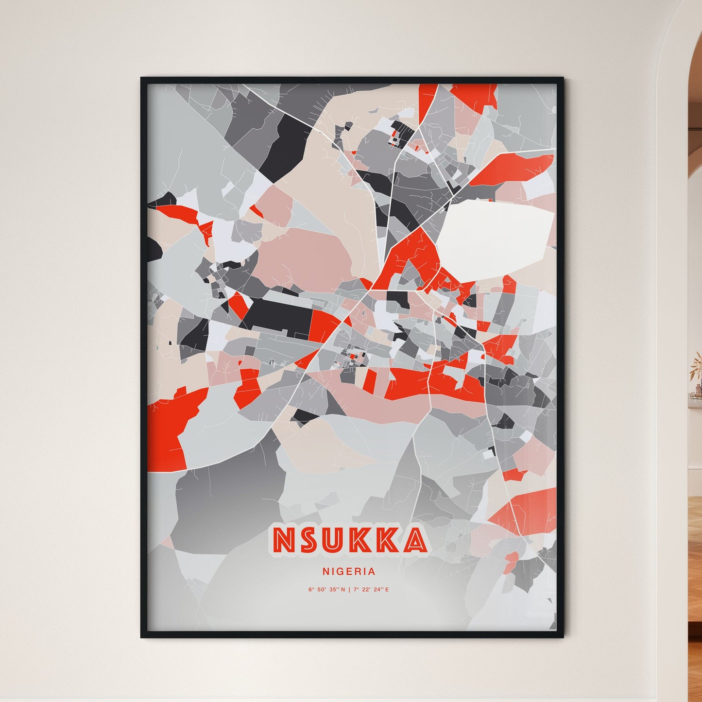 Colorful NSUKKA NIGERIA Fine Art Map Modern