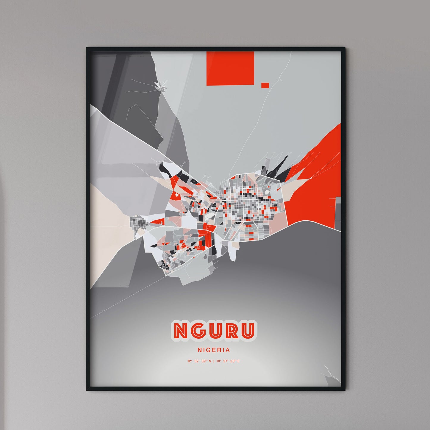 Colorful NGURU NIGERIA Fine Art Map Modern