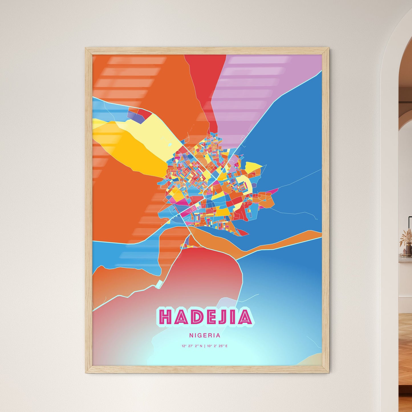 Colorful HADEJIA NIGERIA Fine Art Map Crazy Colors
