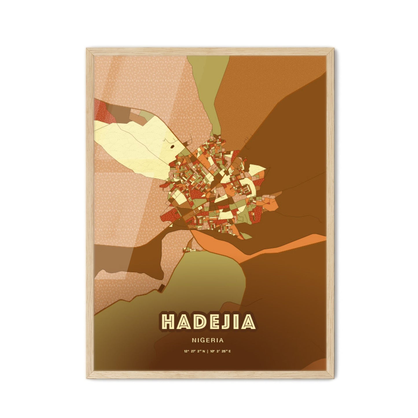 Colorful HADEJIA NIGERIA Fine Art Map Farmhouse