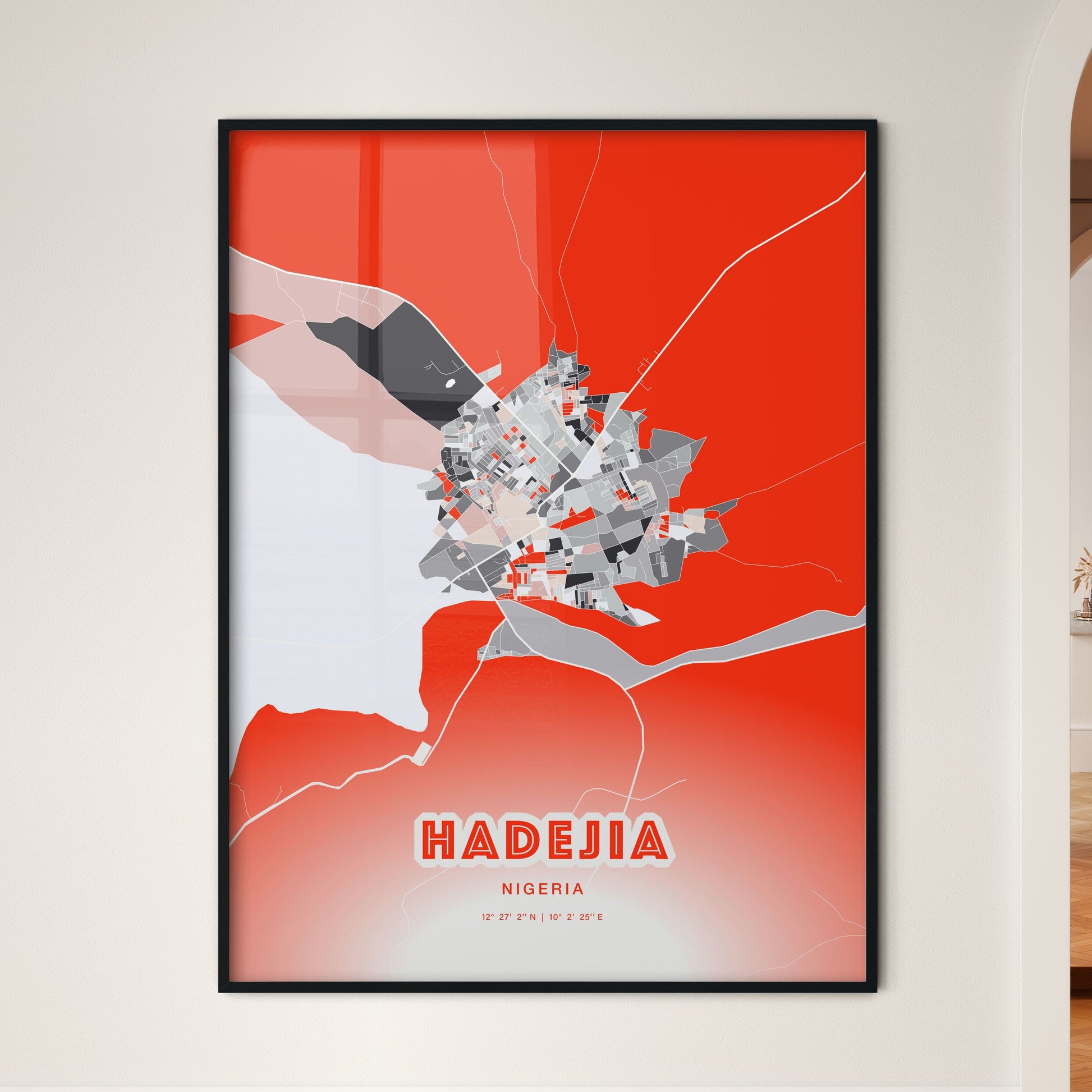 Colorful HADEJIA NIGERIA Fine Art Map Modern