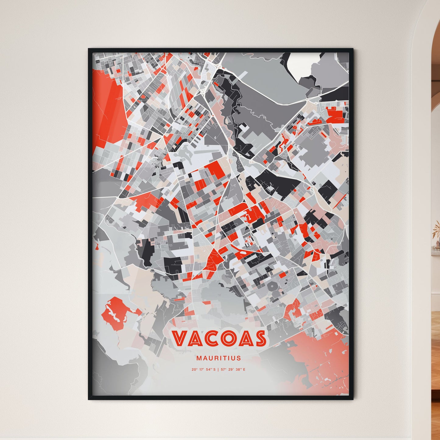 Colorful VACOAS MAURITIUS Fine Art Map Modern