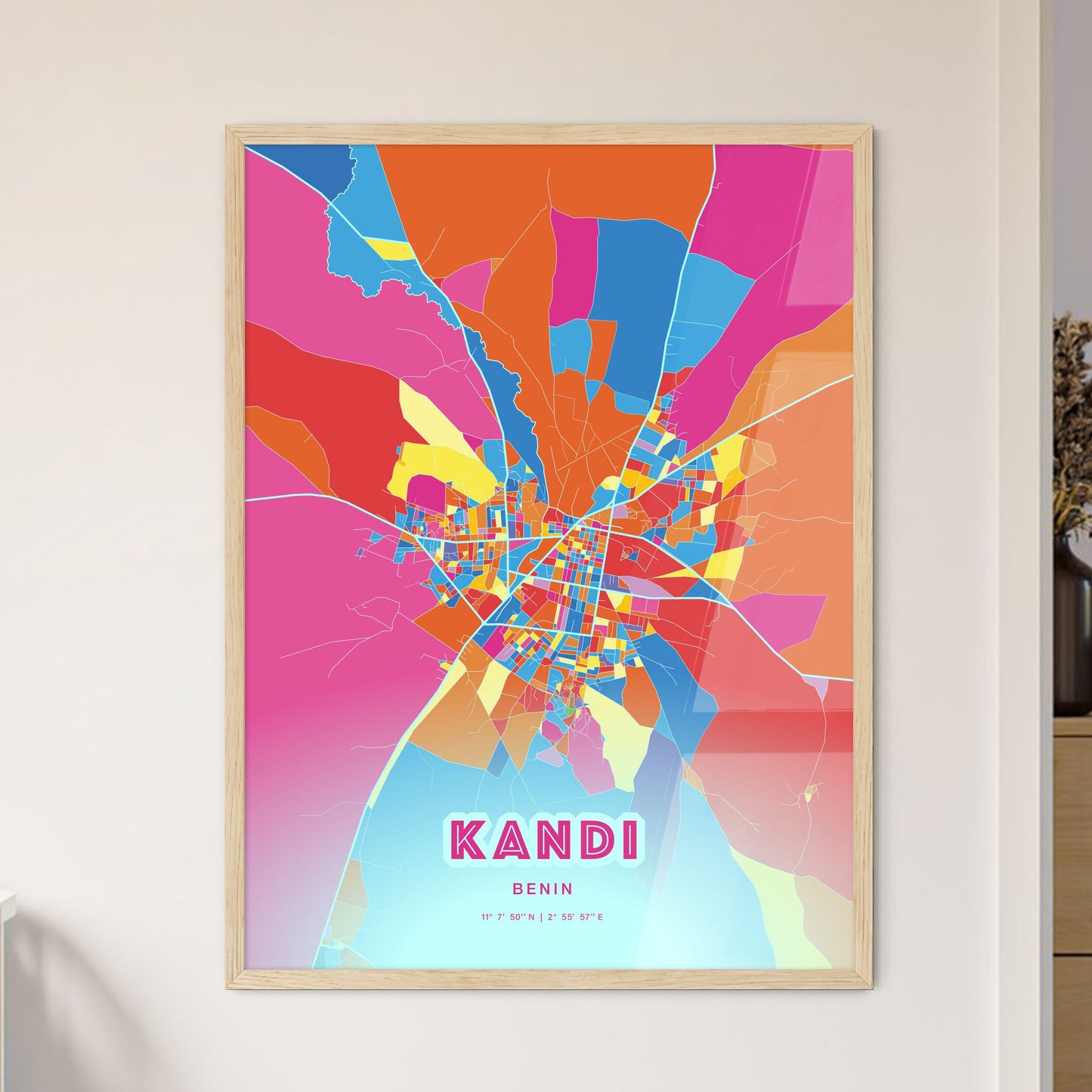 Colorful KANDI BENIN Fine Art Map Crazy Colors