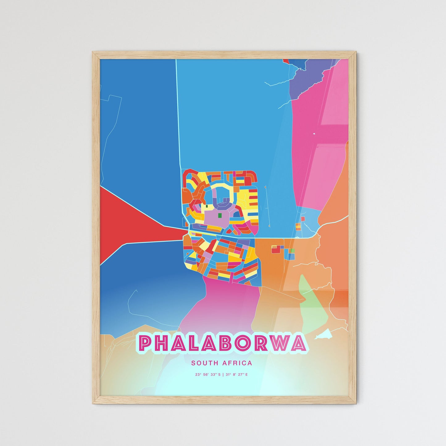 Colorful PHALABORWA SOUTH AFRICA Fine Art Map Crazy Colors